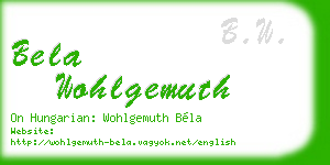 bela wohlgemuth business card